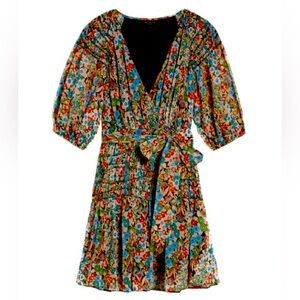 Ted Baker London Tiania Smock Panel Wrap Dress Black Floral Size 6 (12/14 US)